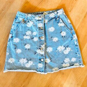 High waisted jean skirt